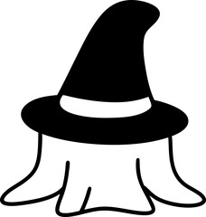Witches hat with wide brim and pointed top in forest style silhouette
