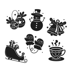 vector set of christmas decorations, christmas icons png collection