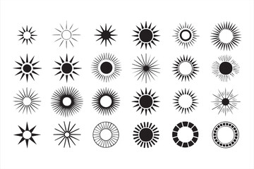 Vintage Sunburst Vector Set for Retro and Decorative Graphics