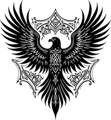 Falcon or Eagle Wingspan Emblem Vector