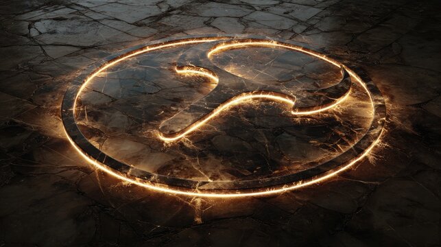 3D render of Taurus zodiac symbol carved in marble, glowing cosmic light