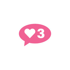 Pink bubble Button Like Icon Vector design. Illustration Love like social media feed.