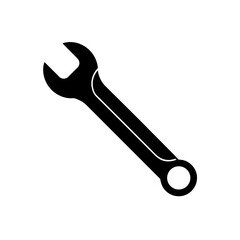 a black and white vector silhouette of a wrench  