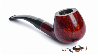 Elegant wooden tobacco pipe with curved black stem, showcasing classic craftsmanship.