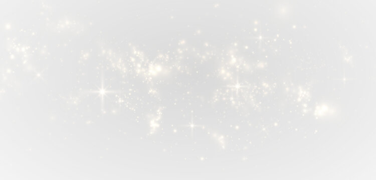 Golden glitter curve with radiant sparks and glowing dust. PNG festive overlay effect,