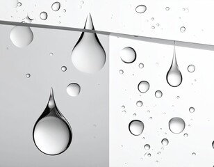 Droplets clinging to a surface with a gradient background