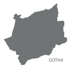 Gotha city map with boroughs grey illustration silhouette shape