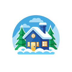 Snow Covered Icon | Flat Winter and Christmas Decoration Design