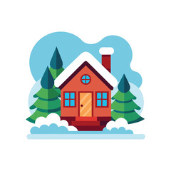 Snow Covered Icon | Flat Winter and Christmas Decoration Design