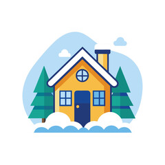 Snow Covered Icon | Flat Winter and Christmas Decoration Design