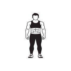 Illustration of a muscular man with defined abs wearing athletic clothing