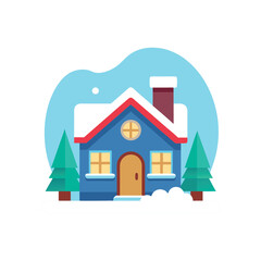 Snow Covered Icon | Flat Winter and Christmas Decoration Design