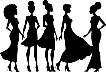 Fashionable Black Women Silhouettes Bundle