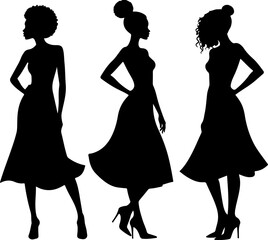 Fashionable Black Women Silhouettes Bundle