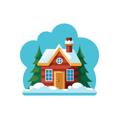 Snow Covered Icon | Flat Winter and Christmas Decoration Design