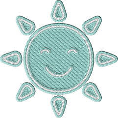 Colorful Embroidered Happy Sun Patch Illustration