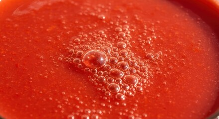 Close-up of vibrant red tomato puree