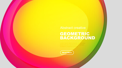 Vibrant abstract design features overlapping colorful circles. Yellow dominates center, transitioning to pink, green hues. Modern aesthetic.