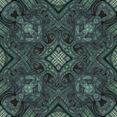 Kaleidoscopic abstract background. Seamless pattern. Modern oriental ornament for carpet, shawl, cloth, wallpaper or anything.