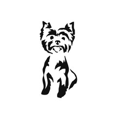 Vector drawing of a dog. Black and white gestalt design of a funny pet. Little doggy. Cute animal illustration. Postcard for International Dog Day.	
Drawing of an animal in the Gestalt style.