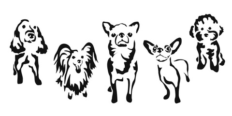 Vector drawing of a dog. Black and white gestalt design of a funny pet. Little doggy. Cute animal illustration. Postcard for International Dog Day.	
Drawing of an animal in the Gestalt style.