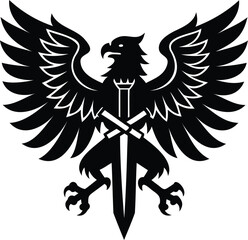Heraldic Eagle Vector Logo Silhouette