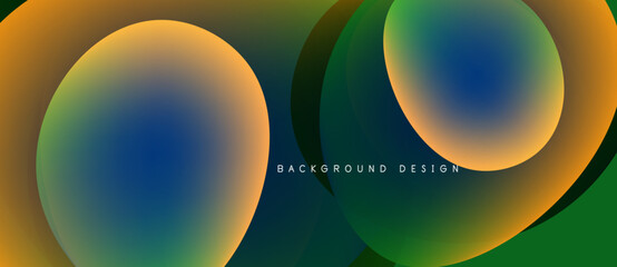 Abstract colorful shapes overlap. Gradient hues blend, creating dynamic visual effect. Modern design suitable for backgrounds.