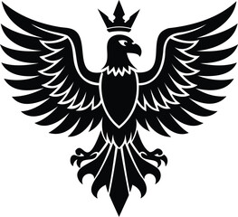 Heraldic Eagle Vector Logo Silhouette