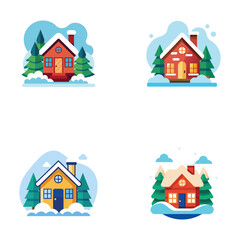 Snow Covered Icon | Flat Winter and Christmas Decoration Design