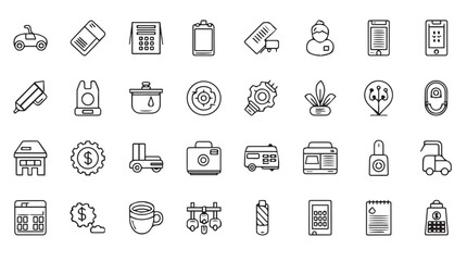 Diverse collection of hand-drawn outline icons representing various industries and concepts vector