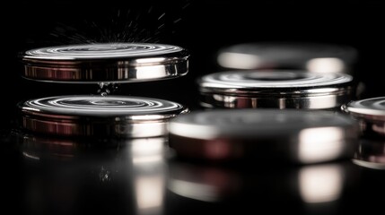 Metallic calculator buttons pushed by an unseen force