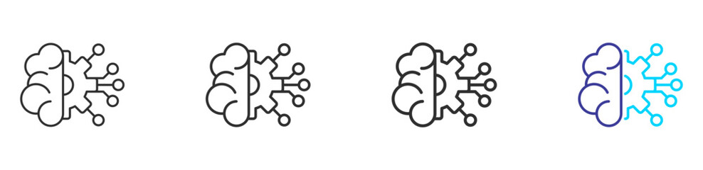 Cognitive AI icon with line variations and two-tone style, symbolizing cognitive processing, automation, and neural computation. Ideal for AI platforms, research, and tech branding.