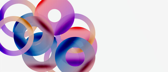 Abstract colorful circles overlap, creating dynamic visual composition. Soft gradients suggest movement, light interplay.