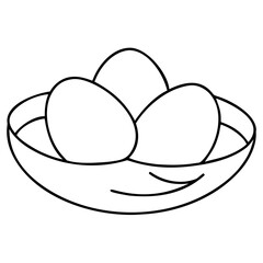 Elegant line art vector illustration of a bird's nest with eggs scalable graphic for nature themed designs isolated on transparent background