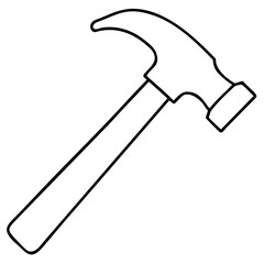 Scalable vector line art illustration of a hammer an essential tool for construction and diy projects icon isolated on transparent background