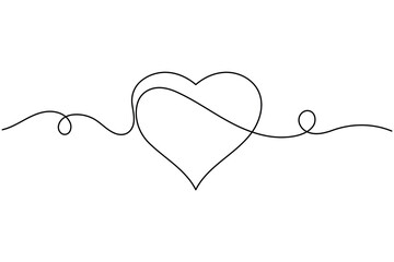 Modern romantic love heart shape continuous one line drawing minimalist abstract vector illustration