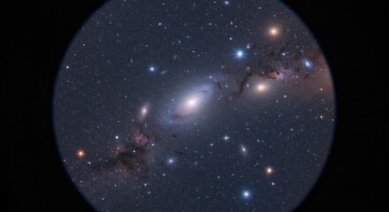 Cosmic swirl of galaxies through telescope lens