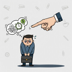 Stressed Employee Facing Boss Pressure, Work Overload, Lost Money, and Burnout
