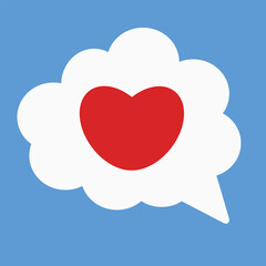 Red heart in speech bubble. Symbolizing Empathy. Emotional Support, Mental Health. 