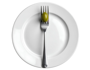 Mediterranean Food Symbol – Olive with Fork on Plate, Transparent PNG