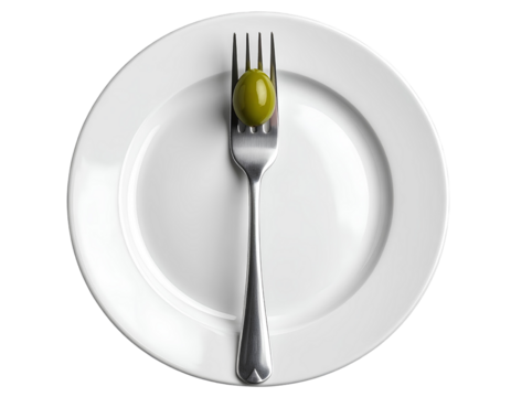 Mediterranean Food Symbol – Olive with Fork on Plate, Transparent PNG - Powered by Adobe