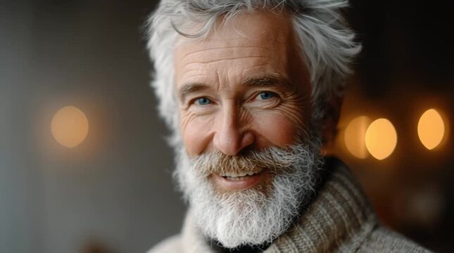 Serene Portrait of a Seasoned Gentleman: An intimate portrait captures the quiet strength and wisdom of an older gentleman. His kind eyes and warm smile reflect a life well-lived.