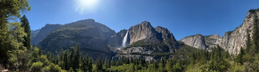 Obraz premium Breathtaking hdr 360-degree panoramic view of north america's majestic waterfalls in nature