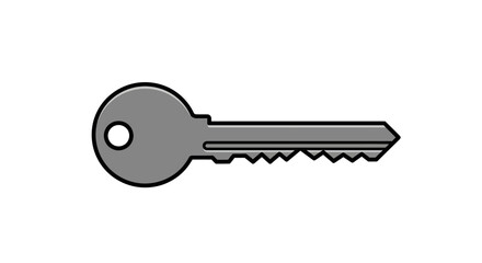 Simple Gray Key with Black Outline and Circular Hole