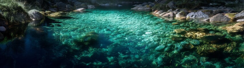 Exported hdr 360-degree panoramic scene of shallow turquoise waters nature tranquil environment