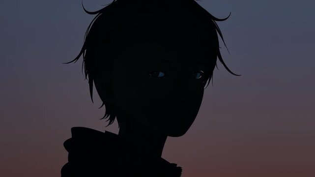 Silhouette of a young person with stylish hair wearing a hoodie against a light background