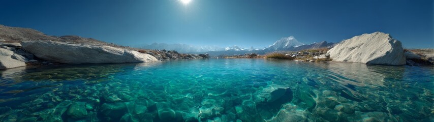 Stunning 360-degree hdr panoramic scene of shallow turquoise waters nature paradise