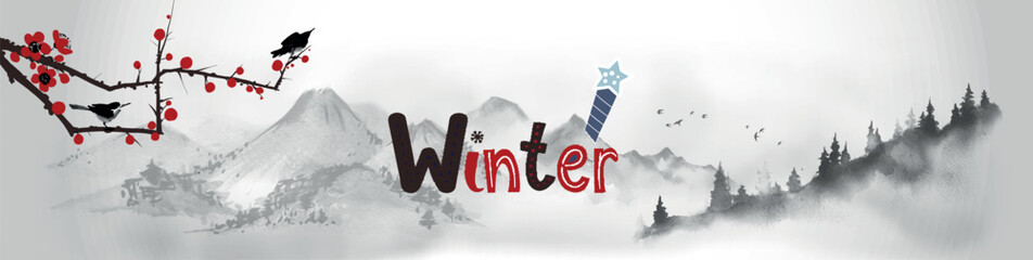 Minimalist Snowy Winter Banner Design © MSTRABEA