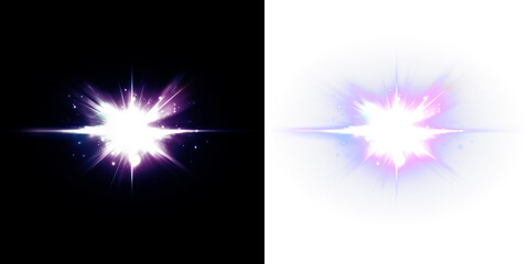 Fototapeta premium There are two distinct kinds of light flares observed on a black background