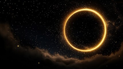 Obraz premium Neon Fantasy Portal Golden neon frame showcasing a portal to a celestial realm with swirling nebulae and twinkling stars, ethereal, awe inspiring scene